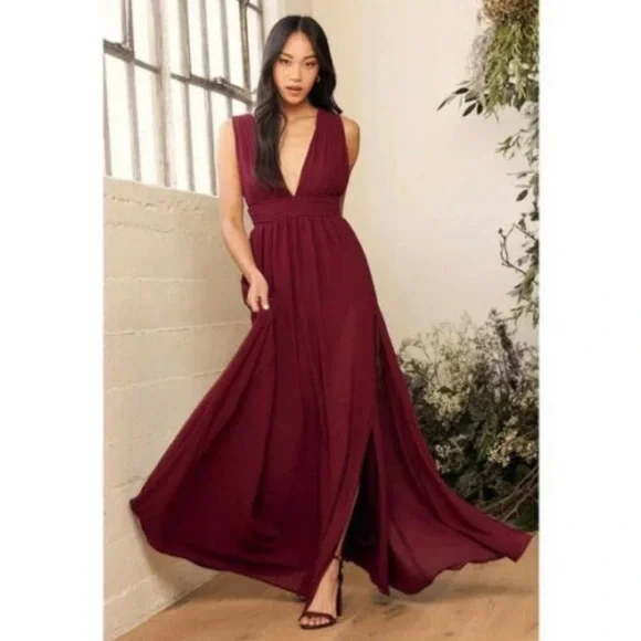 Lulus | Dresses | Lulus Heavenly Hues Burgundy Maxi Dress | Poshmark